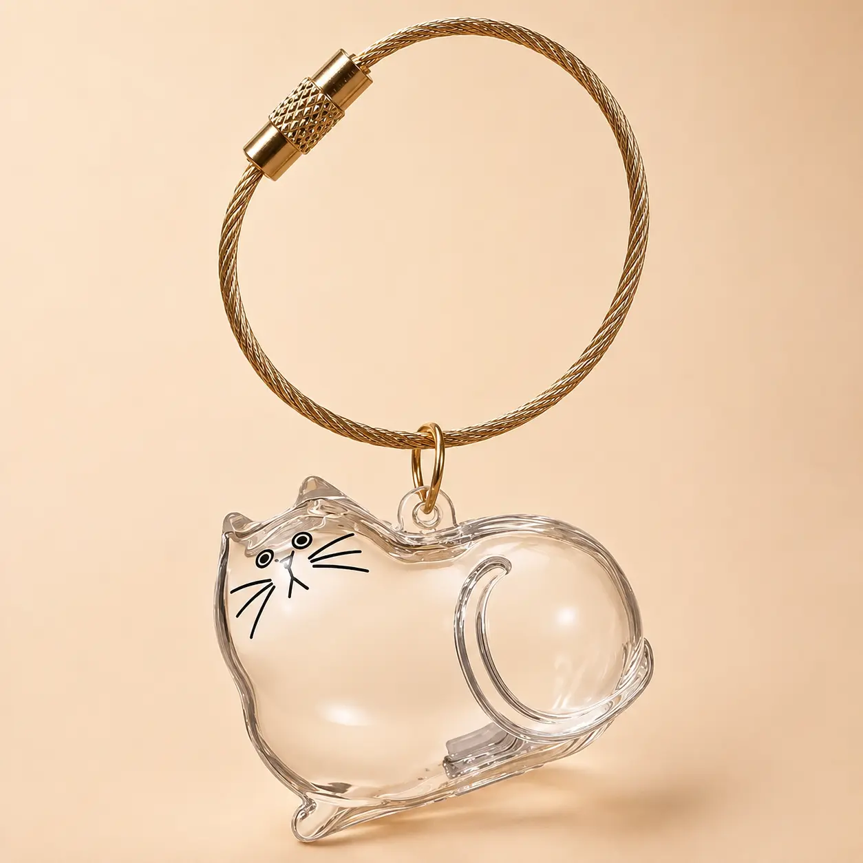 Curled Cat keepsake keychain